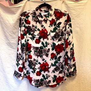Rose printed button up shirt by Equipment Femme